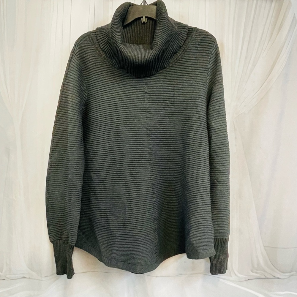Cyrus Charcoal Ribbed Sweater XL Women’s Scoop Cowl Neck Turtleneck Textured